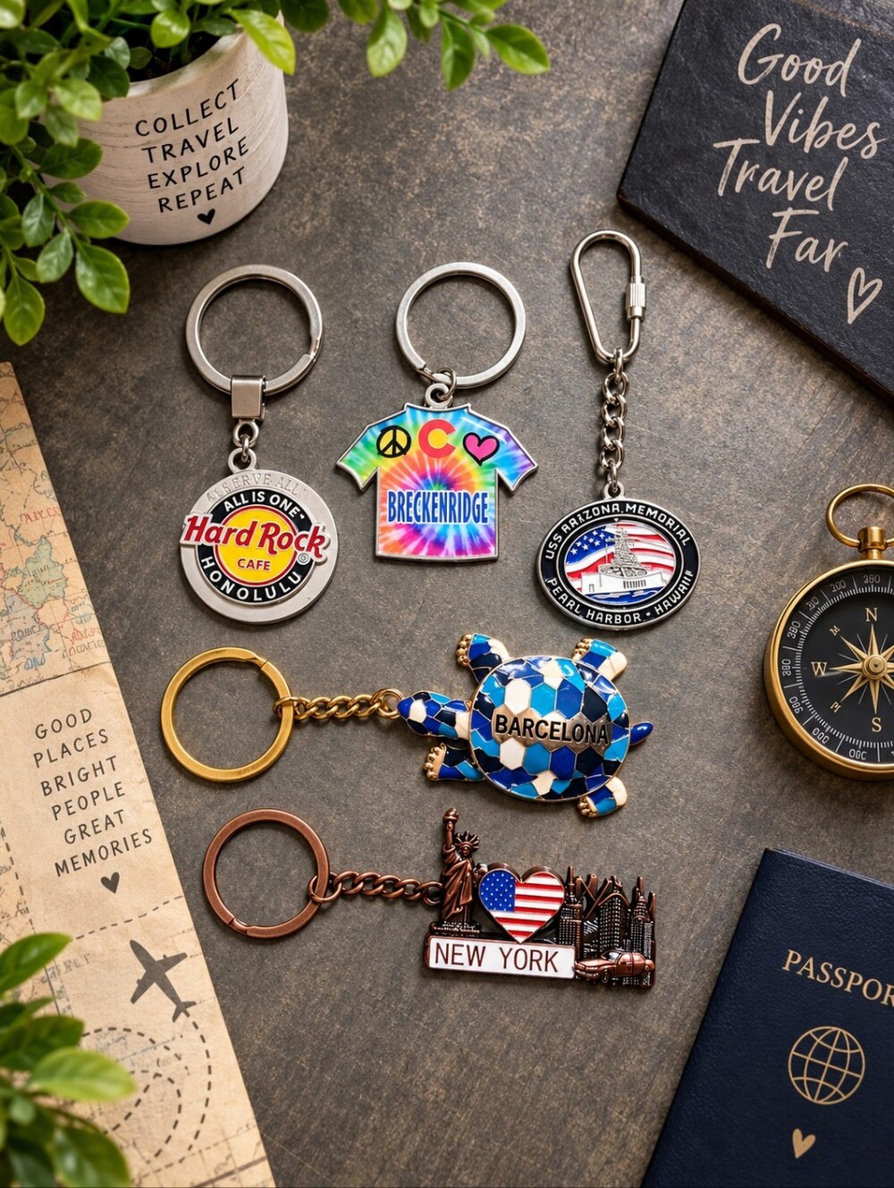 5 Keychains Travel NEW